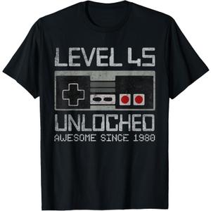 Level 45 Unlocked 45th Birthday 45 Year Old Video Gamer Men T-Shirt, size: XL