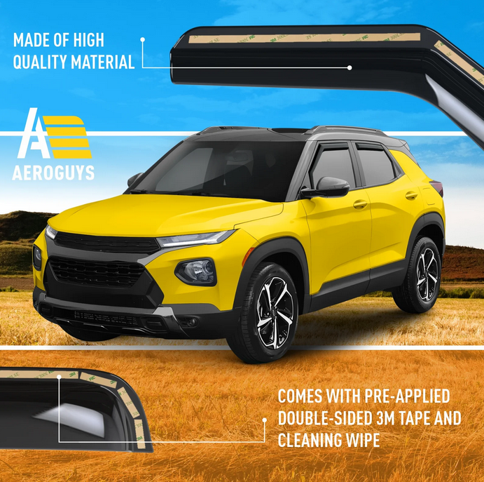 AEROGUYS 38" In-Channel Window Deflectors Extra Durable Window Visors Rain Guards Fit for Chevrolet (Chevy) Trailblazer 2021-2025, Sun Visors, Wind Vent Visors, Car Accessories - 2 pcs. AG0644