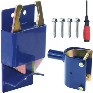 Blue S16100300 Heavy Duty 2 Way Farm Gate Latch with Hardware Kit Replaces S16100300 Gate Latch for 1-5/8" to 2" Round Tube Gate for Farms and Pastures, Outdoor Fence, Barn Door