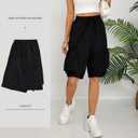 Cargo Shorts Women Y2K Baggy Knee Length Athletic with Pockets Hiking Waterproof Black Pants Men Summer Outfits (Black), Large