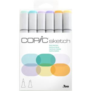 Copic Sketch Alcohol Markers, 6 Color Dual Tip Art Marker Set  Blendable Brush Tips for Drawing, Sketching, and Illustration  Professional Set for Adults/Teen Artists & Creators - Pale Pastels