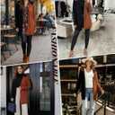 JTANIB Long Cardigan Sweaters for Women, Color Block Open Front Oversized Hooded Knit Cardigan Fall Outfits Winter Coat (M)