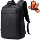 FENRUIEN Business Backpack for Men,Water Resistant Tech Backpack with Charger,Black Laptop Backpack 15.6 Inch (Standard)