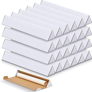 Tatuo 50 Pcs Triangle Mailing Shipping Tubes 18.25" L x 2" w x 2" h Oyster White Corrugated Cardboard Box Poster Tube for Protecting, Shipping, Mailing and Storage of Artwork, Crafts, Long Art Holder