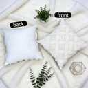 Throw Pillow Covers 18x18 Set of 2, Modern Farmhouse Decorative Soft Plush Faux Wool Boho Pillow Covers Room Decor, Beige