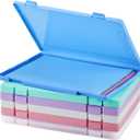 Zhanmai 6 Pcs A4 File Boxes Portable Project Case Plastic Scrapbook Paper Storage Box for 8.5 x 11 Letter Paper Colorful Document Storage Containers Magazines Holder for Home Office Supplies