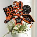 Graduation Decorations 2025 Deals - 30 Pack Orange and Black Grad Centerpiece Sticks, Class of 2025 Ornament Party Supplies Table Topper Decor for Kindergarten Preschool High School College