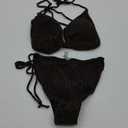 Women Halter String Bikini Set Cheeky Thong Women Two Piece Triangle Spandable Vintage Swimsuit- Golden, 2XL