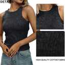 KEEPSHOWING Acid Washed Tank Top for Women Sleeveless Crewneck Ribbed Knitted Crop Tops Ripped Basic Slim Camis(BK,S) Black (Green, S)