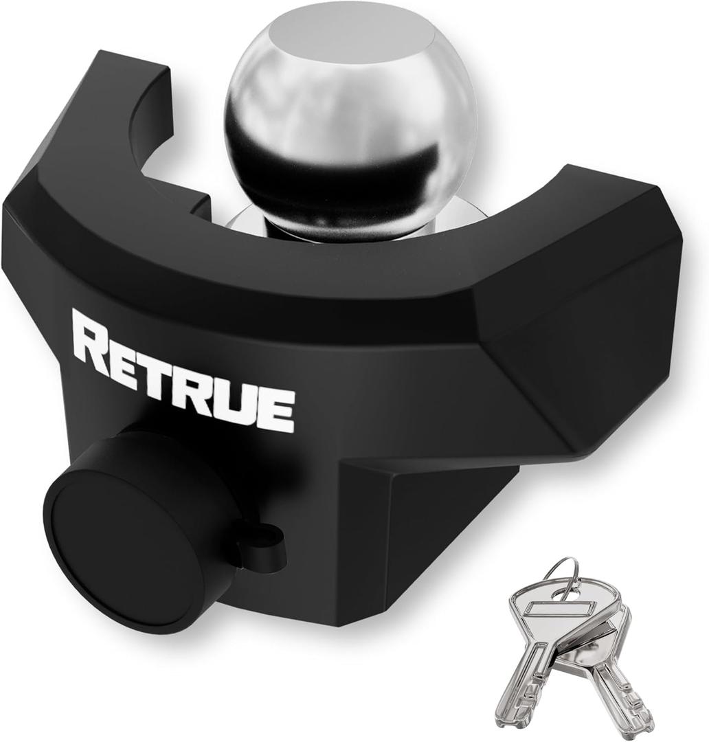 RETRUE Heavy Duty Trailer Lock for 2" Ball Coupler with Flange, Anti-Theft and Top Tier Security, Black