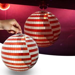 Mirror Disco Ball, 8 Inch Red and Sliver Hanging Party Disco Ball, Big Party Decorations Reflective Mirror Balls for Christmas Dance Floor, Birthday, Wedding, DJ, and Home Stage Décor (set of 2)