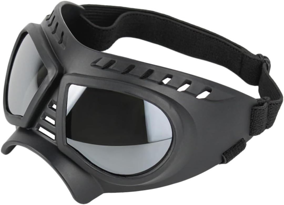 Waterproof Windproof Dog Sunglasses Protective Pet Eyewear with Soft Frame Silver for Outdoor Activities