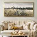 Large gold framed Canvas Wall Art Classical Flower Meadow Oil Painting Prints, Canvas Prints Artwork for Walls wall art for Living Room Bedroom Bathroom, Country Farmhouse Office Wall Decor, 48"L x 24"W