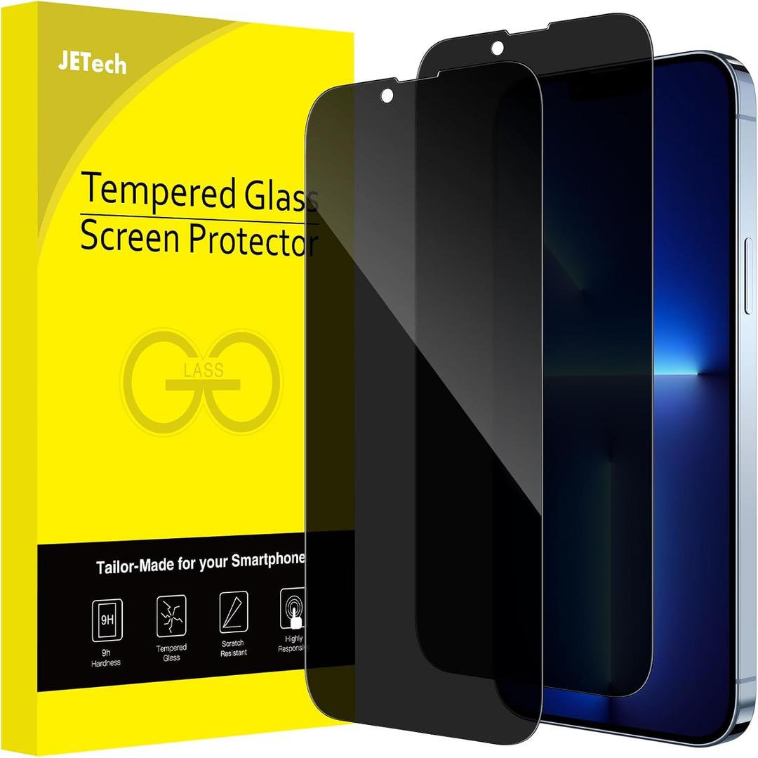 JETech Privacy Full Coverage Screen Protector for iPhone 13 Pro Max 6.7-Inch, Anti-Spy Tempered Glass Film, Edge to Edge Protection Case-Friendly, 2-Pack