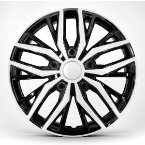 17 Inch Silver Hubcaps with Adjustable Steel Retention Rings, Premium ABS Universal Fit, Set of 4 Wheel Covers (Silver-Black)