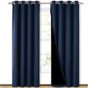 NICETOWN 100% Blackout Curtain Set, Thermal Insulated & Energy Efficiency Window Draperies for Guest Room, Full Shading Panels for Shift Worker and Light Sleepers, Navy Blue, 52W x 84L, 2 PCs