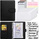 SKYDUE Budget Binder, Money Saving Binder with Zipper Envelopes, Cash Envelopes and Expense Budget Sheets for Budgeting (Black)