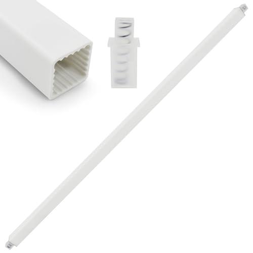 Earthtec Replacement Towel BAR 24" Rod Spring Loaded Ends Durable Plastic Wall Mounted Adjustable for Bathroom Ceramic Holder Storage (24 Inch White)