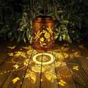 2 Pack Solar Lanterns Garden Decor Birthday Gifts for Women Mon Grandma Metal Hanging Solar Lights Waterproof Outdoor Decoration for Outside LED Lanterns for Yard (Dragonfly)