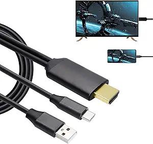 ECDREAM USBC to HDMI Adapter, 6Ft Wired Screen Mirroring Cable with 2in1 Display & Charging for MacBook Pro/iPad Pro/Chromebook/Samsung Phones to TV/Monitor/Projector