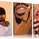 3pcs African American Canvas Wall Art Black Man Trend Wall Decor Pictures Fashion African Posters Prints for Bedroom Living Room Bathroom Office Home Decoration Prepare To Hang