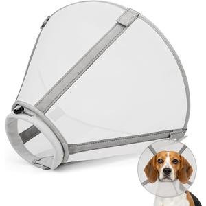 Breathable Mesh Dog Cone Collar for Surgery, Soft Elizabethan Recovery Alternative to Stop Licking,Pet Neck Collar for Large Medium Small Breeds(Light Grey,4) (4(Neck:11-15in, Depth:9.0in))