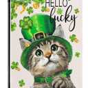 St Patricks Day Garden Flag 12X18 IN Double Sided Lucky Cat Garden Flags for Outside Farmhouse Yard Outside Decoration