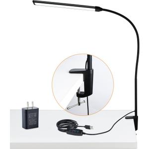 LED Desk Lamp with Clamp, Clamp Light, Tall Desk Lamp with Long Gooseneck, 11W, 850 LMS, 3 Color Modes, 10 Brightness Levels, Eye-Caring, Clip on Desk Light for Reading, Home, Office
