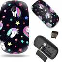 Unique Pattern Optical Mice Mobile Wireless Mouse 2.4G Portable for Notebook, PC, Laptop, Computer - Colorful Kids Pattern with Unicorn Heads