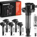 A-Premium Ignition Coils and Spark Plugs Kits Compatible with Ford F-150 F150, Explorer, Edge, Mustang, Taurus, Flex, Transit-150, Transit-250 & Lincoln MKX, MKT, Continental, 3.5L 3.7L 6-PC Set