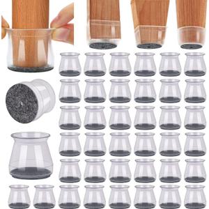 BUMACO 40Pcs Chair Leg Floor Protectors Chair Leg Protectors for Hardwood Floors, Silicone Pads Covers to Protect Floors, Clear Universal, S (15/16" to 15/16")