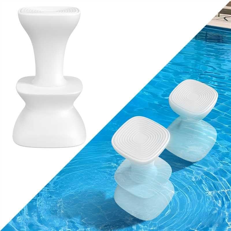 30" Pool stools for Underwater,Pre-Weighted Pool Stools with Foot Rest,Waterproof Patio Furniture with Adjustable Feet for Poolside Seats for Edge,1PC