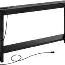 ZGREN Narrow Sofa Table with Outlet, USB Ports and Charging Station - Skinny Console Table for Living Room and Entryway, Black (47W x 7D x 32H)