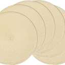 AHHFSMEI Round Braided Placemats 15 Inch Round Table Mats for Dining Tables Natural Woven Heat Resistant Place mats Set of 6 (Beige)