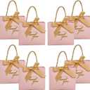 TKSBAG 50Pack Small Thank You Gift Bags With Handles-5.5''x 2.5''x4.7'' Mini Pink Gift Bags Bulk for Baby Shower, Birthday, Wedding, Party Favors, Mother's Day