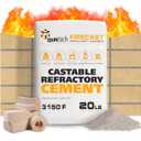 FireCast Castable Refractory Cement Mix 3110 Degree Fahrenheit 20 Lbs High Temperature Heat Resistant Fireproof Mortar Build Repair Pizza Oven Fire Places Forge Kiln Stove