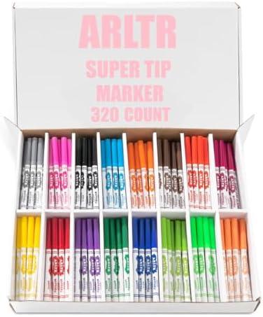 ARLTR Washable Markers Bulk, Bulk Pack of 320 in 16 Vibrant Colors with Super Tip - Perfect for Kids' Classrooms & Teachers