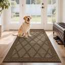 COSY HOMEER Non-Slip Door Mat 36"x60", Entryway Rugs Low Profile Absorbent Dirt Trapper Doormat for Front Entrance, Washable Polypropylene Entry Mat (Brown)