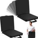 2 Pack Portable Stadium Seats with Back Support Black Bleacher Seats with Backs and Cushion Foldable Adjustable 6 Reclining Positions Folding Bleacher Seat with Shoulder Strap and Back Pocket