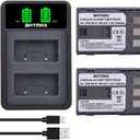 Batmax 2Pcs NB-2L NB-2LH Battery + Dual USB LED Charger for Canon PowerShot G7 G9 S80 S70 S60 S50 S45 S40 S30, Canon DC410 DC420 EOS 350D 400D Digital Rebel XT XTi, VIXIA HF R10