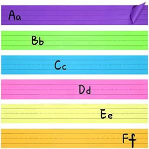 Sabary 200 Count Colored Sentence Strips 3 x 24 Inches Rainbow Ruled Word Strips Writing Lined Strips Neon Word Strips for Teachers Office Supplies(Bright Colors)