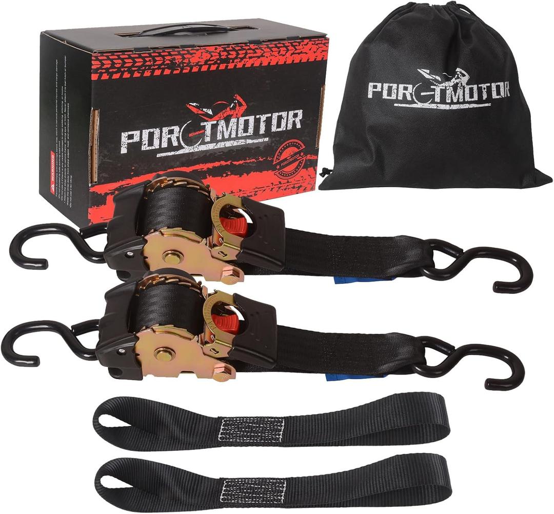 2 Pack Retractable Ratchet Straps (2"  10'), 3000LBS Break Strength Heavy Duty Auto Retracting Ratchet Straps for Motorcycle, Trailer, Boat, ATV, UTV (2 Pack with 1.6" x 17" Soft Loops)