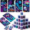JOYIN 30 PCS Valentine Day Gift Cards with Galaxy Slime Stress Relief Fidget Toy for Kids Party Favor, Classroom Exchange Prizes, Exchange Gifts