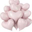 Pink Heart Balloons, 20 Inch Light Baby Pink Heart Shape Foil Mylar Balloons 10 Pcs Dusty Pink Boho Helium Balloon for Girls Women Birthday Party Bridal Baby Shower Engagement Supplies