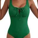 Aleumdr Womens Textured One Piece Swimsuit Tummy Control Bathing Suit Tie Knot Cutout Swimwear M Size