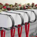 Christmas Stocking Holders for Mantle Set 4, Scratch-Free Christmas Stocking Holders for Fireplace Mantle,Multi-uses Stocking Hooks for Mantle,Mantel Stocking Holders Clip for Xmas Party Decorations (Nickel-4 Pack)