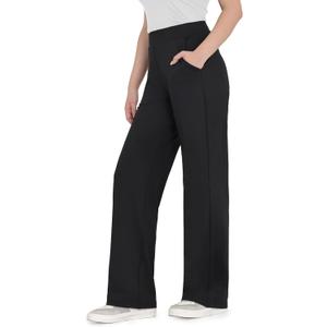 Bamans Dress Pants Women Bootcut Flare Leggings High Waisted Work Business Office Trousers Yoga Slacks with Pockets (Large, Black)