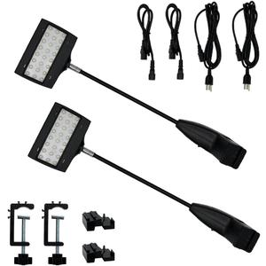 2pcs Black Trade Show Lights Connectable LED Display and Exhibit Arm Lighting Tradeshow Lights Included Mounting C-Clamp, Brackets, Power & Connect Cables