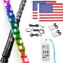 KEMIMOTO 2pc 2ft Spiral LED Whip Lights for UTV, LED Whips for SXS ATV Boat Offroad, RF Remote Control Compatible with Polaris RZR Can-Am Maverick X3 Sportsman Outlander