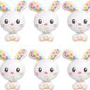 6Pcs Jumbo Bunny Easter Balloons - 28.7" Spotted Mylar Party Balloons - Easter Occasion - Unisex Children